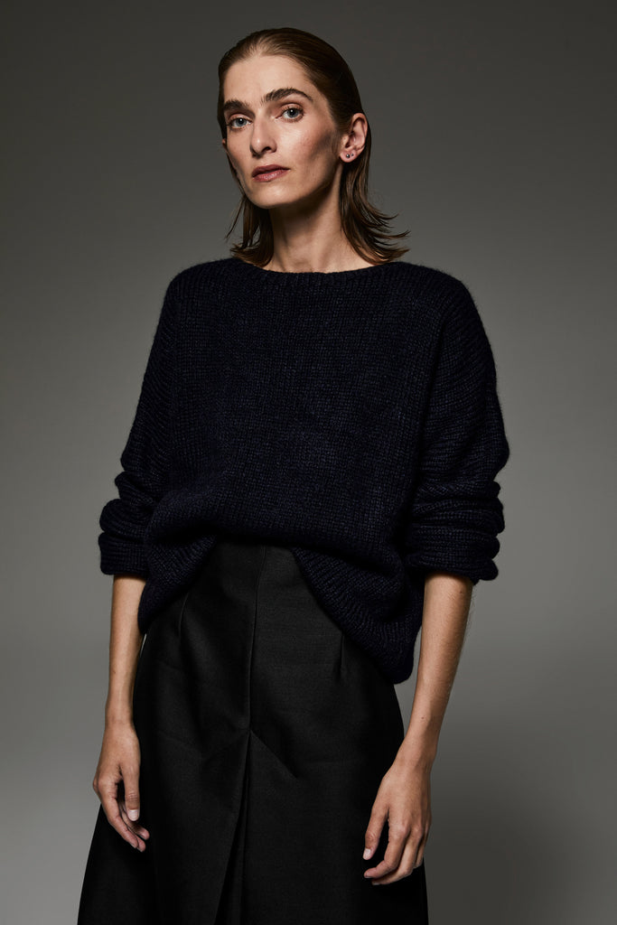 Chris Oversized alpaca sweater in chunky rib knit with dropped shoulders