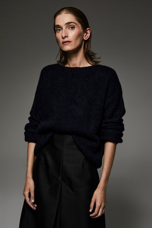 Chris Oversized alpaca sweater in chunky rib knit with dropped shoulders
