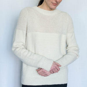 Off-white crew-neck sweater in alpaca-silk blend